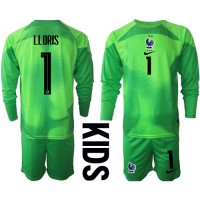 Dres Francuska Hugo Lloris #1 Golmanski Gostujuci za djecu SP 2022 Dugi Rukav (+ kratke hlače)